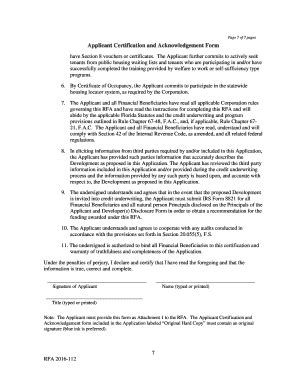 Fillable Online Applicant Certification And Acknowledgement Form Fax