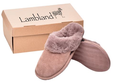 Ladies Luxury Sheepskin Slippers Fluffy Shearling And Rubber Sole Slip On