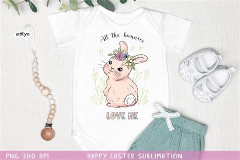 Easter Bunny Sublimation Hand Painted Cute Bunny Png
