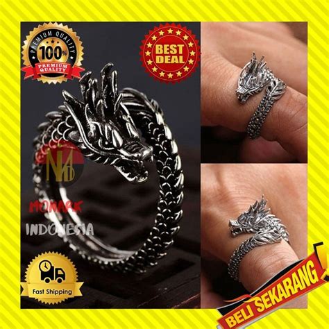 Jual CINCIN ADJUSTABLE TITANIUM NAGA MELINGKAR PRIA PERAK PREMIUM ORI