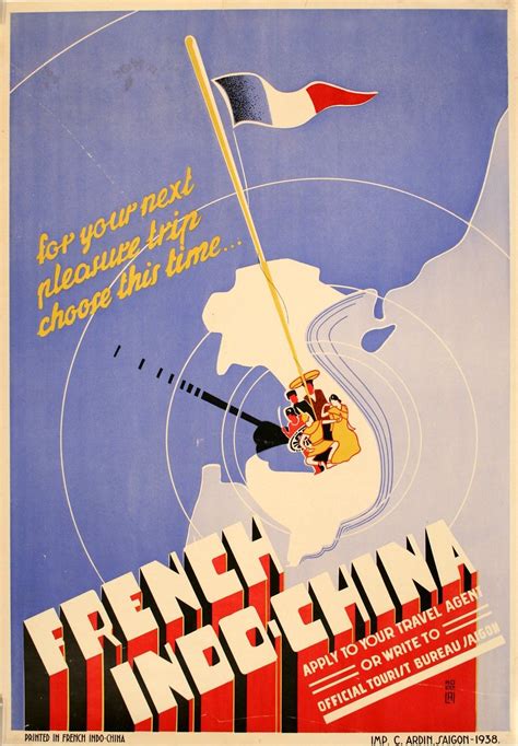 This vintage poster was created in 1938, when areas of Southeast Asia were still part of the ...