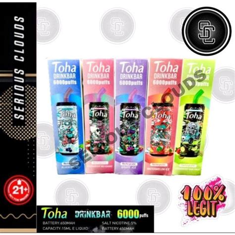 Toha Drinkbar Disposable Vape Pod Legal Up To 6000 Puffs Rechargeable