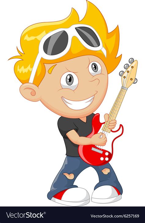 Cartoon boy playing guitar Royalty Free Vector Image