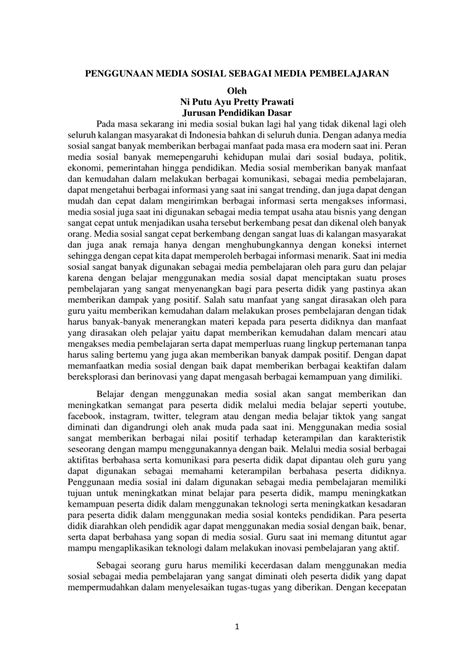 PDF PENGGUNAAN MEDIA SOSIAL SEBAGAI MEDIA PEMBELAJARAN