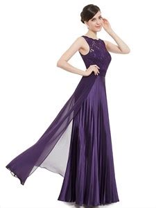 Chiffon Empire Waist Evening Dress Long Purple Chiffon Evening Dress