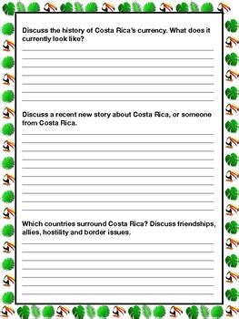 COSTA RICA History Geography Travel The World Worksheet By Travel