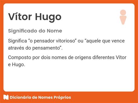 Significado Do Nome V Tor Hugo Dicion Rio De Nomes Pr Prios