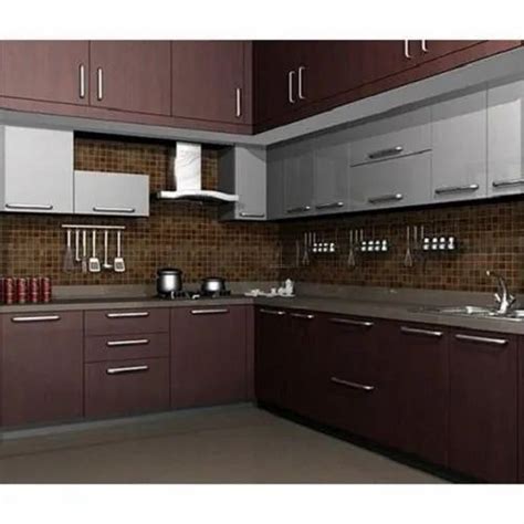 L Shape Matte Laminated Wooden Modular Kitchen At Rs Square Feet