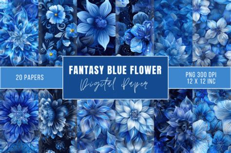 Fantasy Blue Flower Paper Bundle Graphic By Regulrcrative · Creative