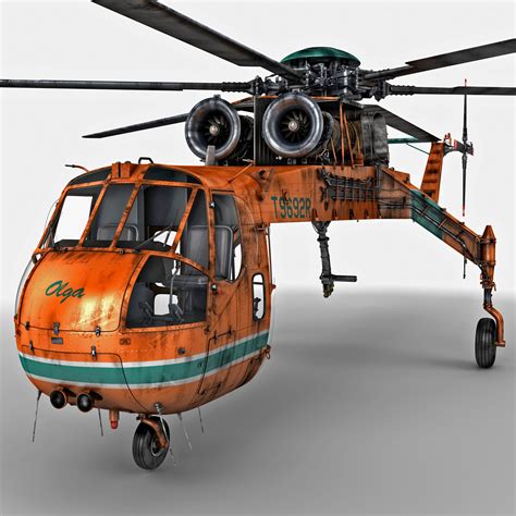 sikorsky s-64 skycrane helicopter 3d obj