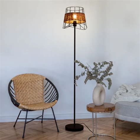 LAMPADAIRE ACCUMULATEUR LUMINAIRE Aspect Rotin Noir Beige Boho Hauteur