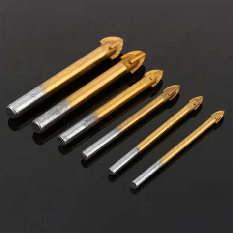 1pc Tungsten Carbide Glass Drill Bit Set Titanium Coated Tile Glass Drill Bits With 4 Cutting