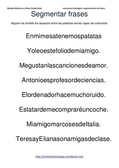Ejercicios Para Separar Palabras De Material Para Segmentacion De