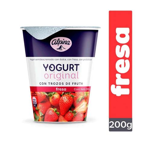 Yogurt Alpina Sabor A Fresa Vaso X 200gr La Vaquita