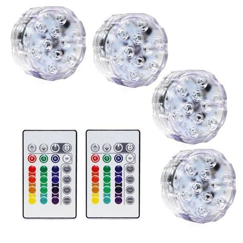 RGB Submersible LED Lights With Remote Control Set Of 4