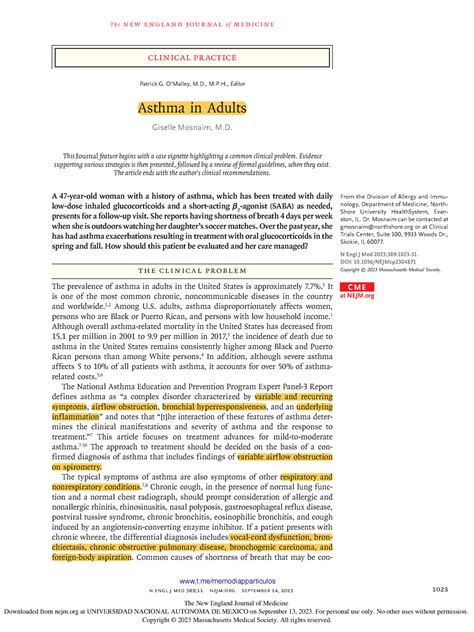 Asthma Nejm Revision Nejm Asma N Engl J Med Nejm