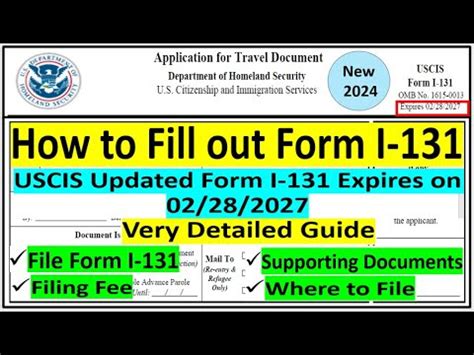 Form I 131 Application For Travel Document Advance Parole For