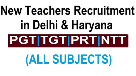 IN DELHI HARYANA NEW TEACHERS RECRUITMENT 2024 PGT TGT PRT