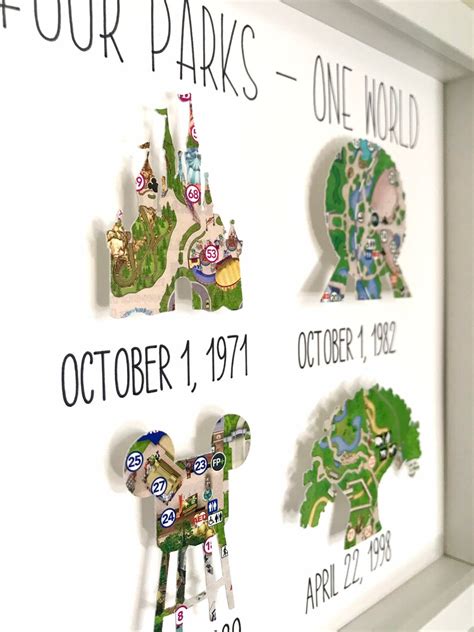 Four Parks One World Disney Wall Art Disney History Etsy