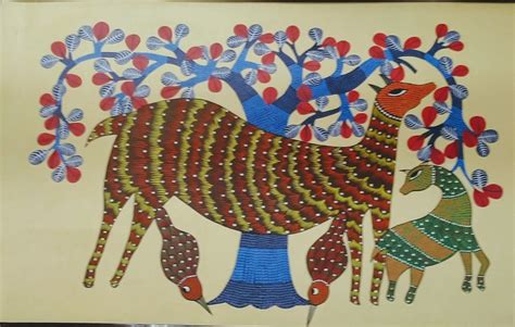 Gond Art On Wall Gond Painting Tribal Art Art