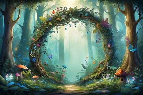 Premium Ai Image Watercolor Enchanted Forest Frame