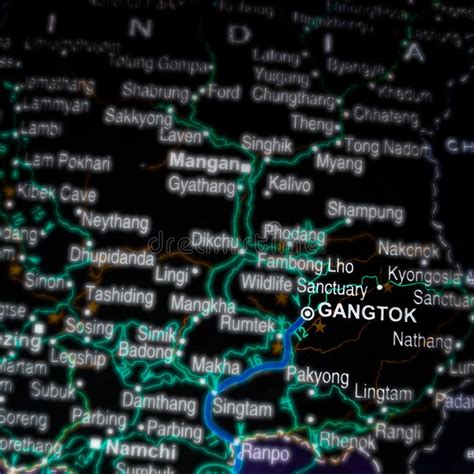 Gangtok Name Displayed on Geographic Map in India Stock Photo - Image ...