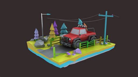 Cartoon Car LowPoly Suv Origami Cars Files Include 3dmax Fbx Obj 3D Model - TurboSquid 1910796