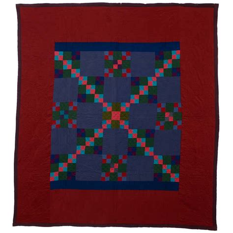 Lancaster County Amish Four Patch In Nine Patch Quilt For Sale At 1stdibs Amish Nine Patch Quilt