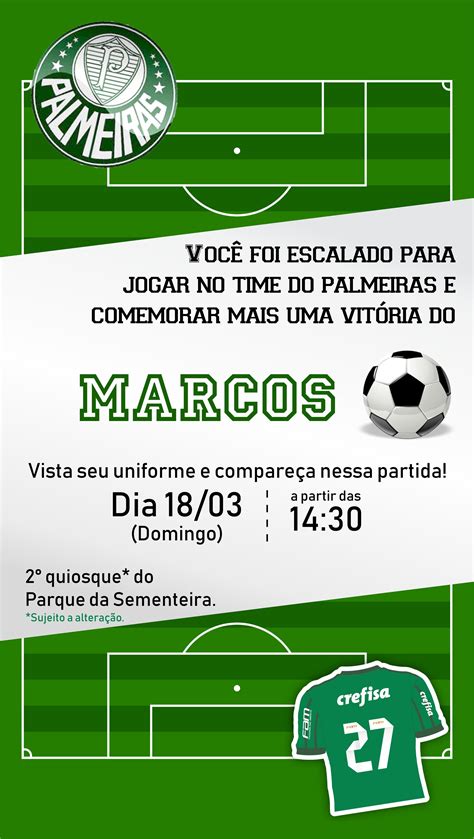 Convite virtual para aniversário do Palmeiras Soccer birthday