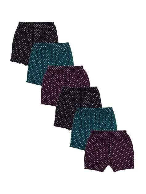 Buy Red Rose Girls Pack Of Green Navy Blue Printed Cotton Bloomers