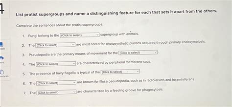 Solved List protist supergroups and name a distinguishing | Chegg.com