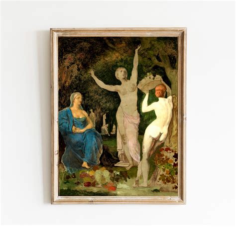 Vintage Nude Classical Figures Printable Painting Autumn Forest Antique Digital Wall Art