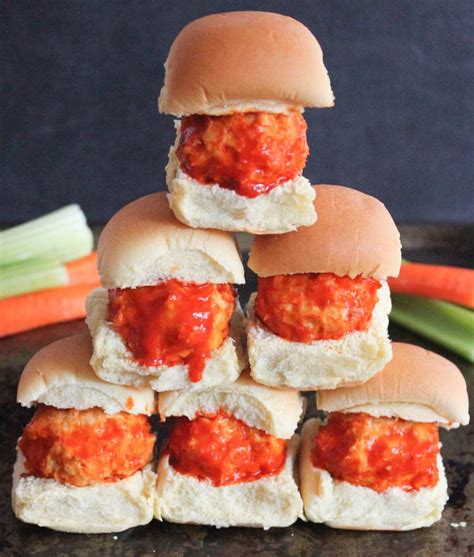 Cheesy Buffalo Chicken Meatball Sliders Domesticate Me