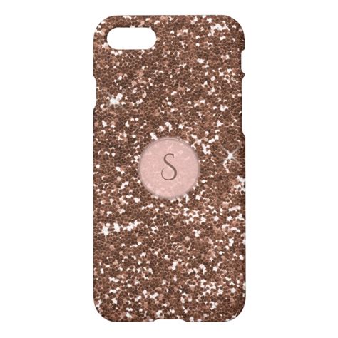 25% off on Faux Rose Gold Glitter Round Pink Monogram iPhone 7 Case ...