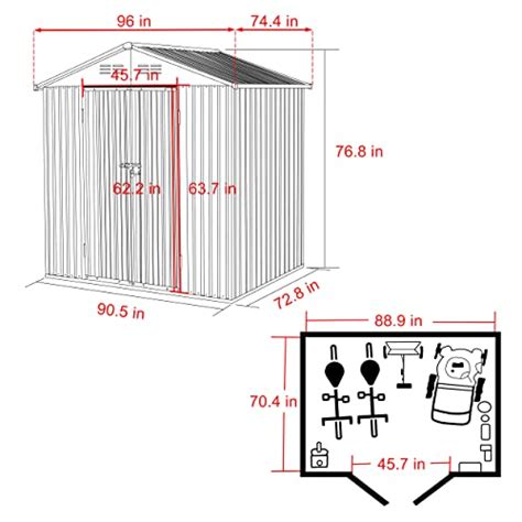 Veikou Outdoor Storage Shed With Thickened Galvanized Steel X Ft