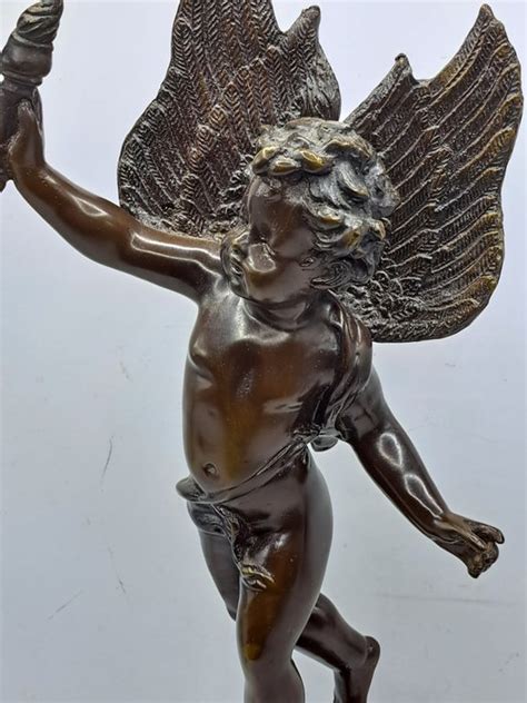 Sculpture Putto With Torch Cm Bronze Marble Catawiki