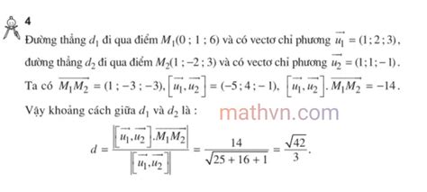 Công thức tính khoảng cách giữa 2 đường thẳng chéo nhau trong không