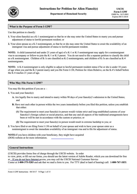 I 129f Printable Form - Printable Forms Free Online