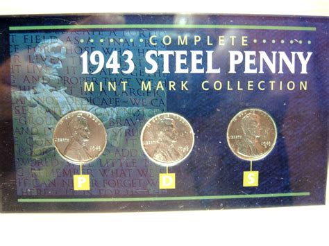 1943 Steel Penny Mint Mark Collection Vintage Coins