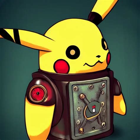 Pikachu Steampunk Version Robot Style Illustration Stable Diffusion