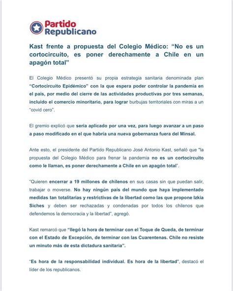 Partido Republicano On Twitter COMUNICADO Presidente Del Partido