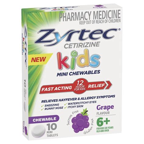 Buy Zyrtec Kids Antihistamine Allergy And Hayfever Chewable Tablet Grape