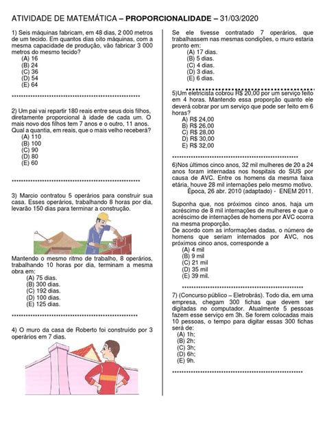 Atividade De Proporcionalidade 4 Ano - Atividade de matemática sobre proporcionalidade | PDF | Natureza