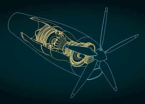 Turboprop engine blueprint 46651949 Vector Art at Vecteezy