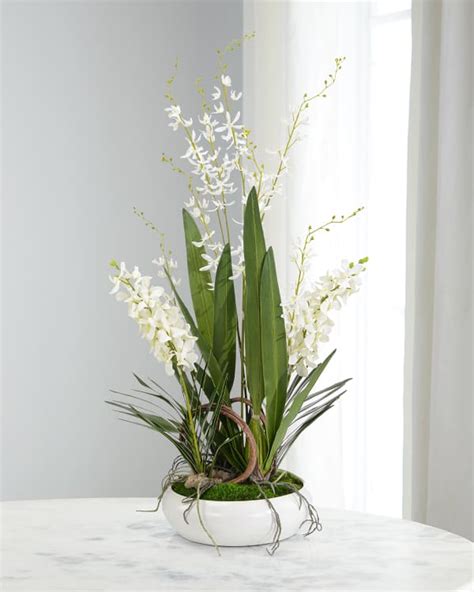 John Richard Collection Orchids 24 Faux Floral Arrangement In Rattan