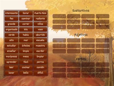 Juegos De Sustantivos Adjetivos Y Verbos Recursos De Ensino