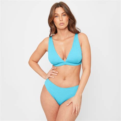 Be You Textured Triangle Bikini Top Aqua Sportsdirect