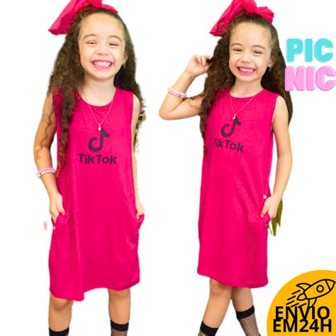 Vestido Infantil Bolso Crian A Feminino Menina Pink Rosa Marca Tik