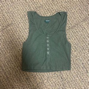 Wild Fable Tops Wild Fable Army Green Cropped Tank Top W Buttons