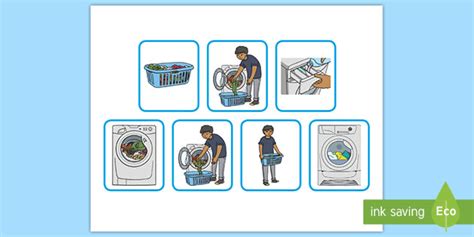 Free Sequencing Cards Doing Laundry Teacher Made